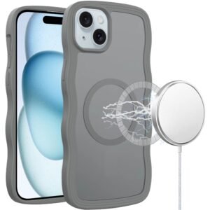 For iPhone 15 Grip Hand Magnetic Ring HQ Hybrid - Grey