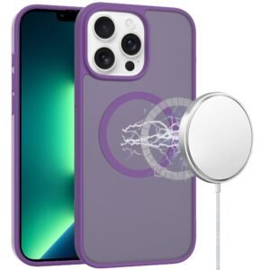 For iPhone 13 Pro [Magnetic Circle] Smooth Safe Matte Feel Hybrid Case - Dark Purple