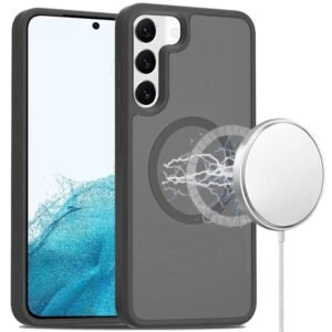 For Samsung Galaxy S22 [Magnetic Circle] Smooth Safe Matte Feel Hybrid Case - Black