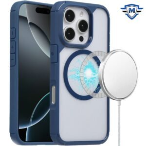 [METKASE] For iPhone 16 Pro 6.3 inch Magnetic DEFENSE Transparent Hybrid - Blue
