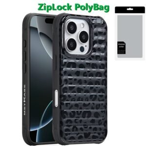 [PolyBag] For iPhone 16 Pro 6.3 inch Magnetic Chrome Case - Black Leopard