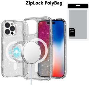 [PolyBag] For iPhone 16 Pro 6.3 inch Glitter Ultra [Magnetic Circle] Thick 3mm Transparent Hybrid - Smoke