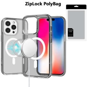 [PolyBag] For iPhone 16 Pro 6.3 inch Sturdy Ultra [Magnetic Circle] Thick 3mm Transparent Hybrid - Smoke