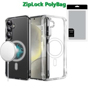 [PolyBag] For Samsung s25 Plus/s24 Plus Thick Transparent [Magnetic Circle] Shockproof Hybrid - Clear