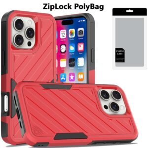 [PolyBag] For iPhone 16 Pro 6.3 inch Noble lined shockproof dual layer hybrid - Red/Black