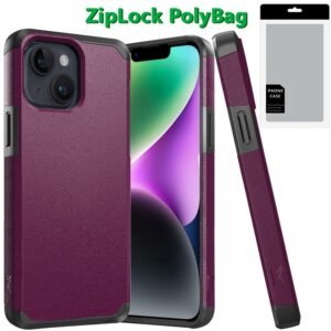 [PolyBag] For iPhone 13/14 (Original Series) Tough Strong Shockproof Hybrid in Slide-Out Package - Dark Purple