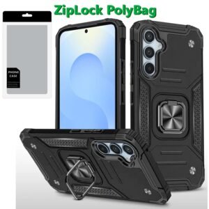 [PolyBag] For Samsung s25 Plus/s24 Plus Robust Magnetic Kickstand Hybrid - Black