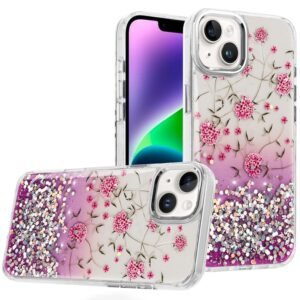 For iPhone 13/14 Beautiful Epoxy Designs With Chrome Metallic Edges Hybrid - 8