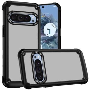 For Google Pixel 9 Pro 6.8inch Ultimate CaseX Transparent Hybrid Case with Metal Buttons And Camera Edges - Black