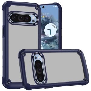 For Google Pixel 9 Pro 6.8inch Ultimate CaseX Transparent Hybrid Case with Metal Buttons And Camera Edges - Blue