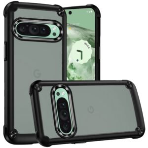 For Google Pixel 9 6.3inch Ultimate CaseX Transparent Hybrid Case with Metal Buttons And Camera Edges - Black