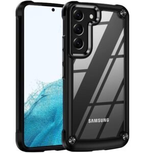 For Samsung Galaxy S22 Plus Ultimate CaseX Transparent Hybrid Case with Metal Buttons And Camera Edges - Black