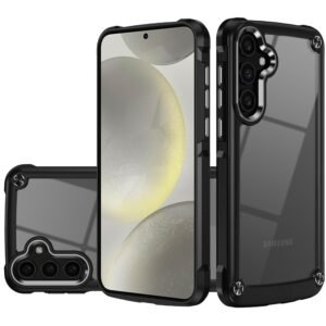 For Samsung s25/s24 Ultimate CaseX Transparent Hybrid Case with Metal Buttons And Camera Edges - Black