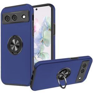 For Google Pixel 7 CHIEF Oil Painted Magnetic Ring Stand Hybrid Case Cover - Dark Blue