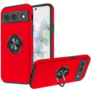 For Google Pixel 7 CHIEF Oil Painted Magnetic Ring Stand Hybrid Case Cover - Red