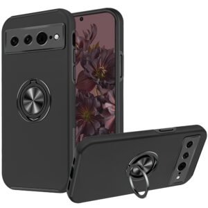For Google Pixel 7 Pro CHIEF Oil Painted Magnetic Ring Stand Hybrid Case Cover - Black