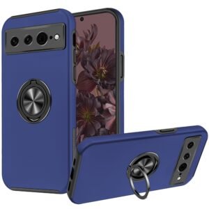 For Google Pixel 7 Pro CHIEF Oil Painted Magnetic Ring Stand Hybrid Case Cover - Dark Blue