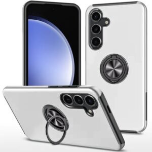 For Samsung S24 FE CHIEF Oil Painted Magnetic Ring Stand Hybrid - Silver