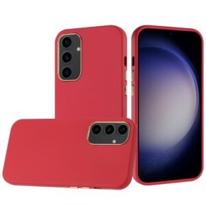 For Samsung s23 FE 5G Classy Slick Chromed Around Hybrid Case Cover - Red