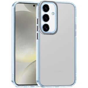 For Samsung s25/s24 Transparent Clear Hybrid with Matching Metal Buttons and Camera Protection - Black