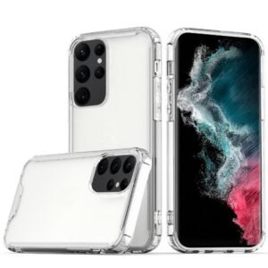 For Samsung S23 Colored Shockproof Transparent Hard PC TPU Hybrid Case Cover - Clear/Clear