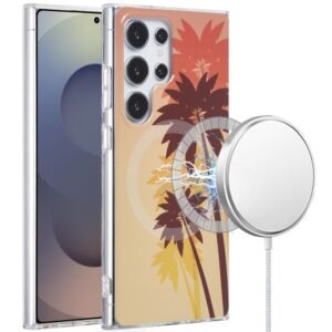 For Samsung s25 Ultra [Magnetic Circle] Double Layer Design IMD TPU Case - Coconut Palm