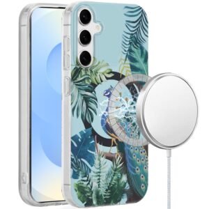 For Samsung s25/s24 [Magnetic Circle] Double Layer Design IMD TPU Case - Peacock