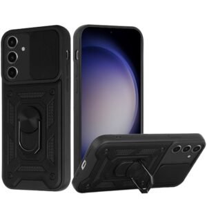 For Samsung S24 FE ELITE Camera Push Magnetic Ring Stand Hybrid - Black