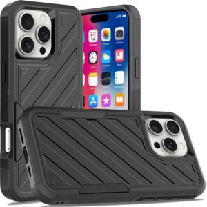 For iPhone 16 Pro 6.3 inch Noble lined shockproof dual layer hybrid - Black/Black