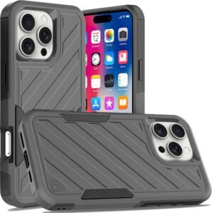 For iPhone 16 Pro 6.3 inch Noble lined shockproof dual layer hybrid - Grey/Black