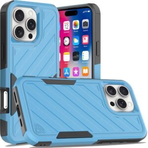 For iPhone 16 Pro 6.3 inch Noble lined shockproof dual layer hybrid - Sky Blue/Black