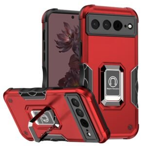 For Google Pixel 7 Pro OPTIMUM Magnetic Ring Stand Hybrid Case Cover - Red