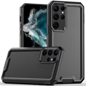 For Samsung S23 Ultra Rank Tough Strong Modern Fused Hybrid Case Cover - Black