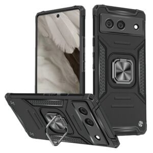 For Google Pixel 7A 6.1" Robust Magnetic Kickstand Hybrid Case Cover - Black