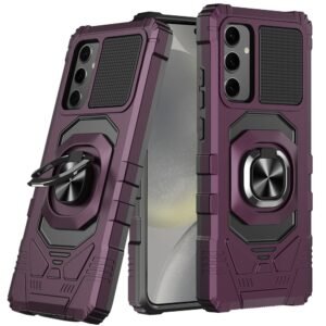 For Samsung Galaxy s24 Ultra Robotic Hybrid with Magnetic Ring Stand Case Cover - Dark Purple