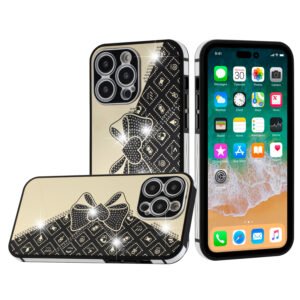 For Apple iPhone 14 PRO 6.1" SPLENDID Glitter BOW Design TPU Case Cover - Black