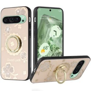 For Google Pixel 9 6.3inch SPLENDID Diamond Glitter Ornaments Engraving Case Cover - Enchanted Butterfly Gold