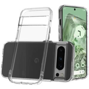 For Google Pixel 9 6.3inch PURE CRYSTAL Transparent Thick 2.0mm ShockProof Chromed Buttons Case Cover - Clear
