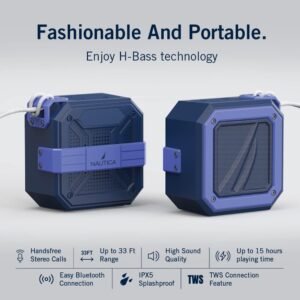 Nautica SP100 Bluetooth Portable Speaker, Waterproof Wireless Speaker, Outdoor Speaker, Bluetooth Patio Speakers, Loud Sound, Clear Audio, USB Drive, 15-Hour Playtime ( Navy BLUE) (LANE C RACK 3 NAUTICA#12)
